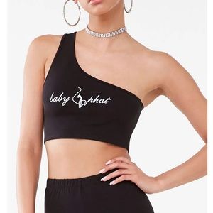 Baby phat one shoulder crop top.